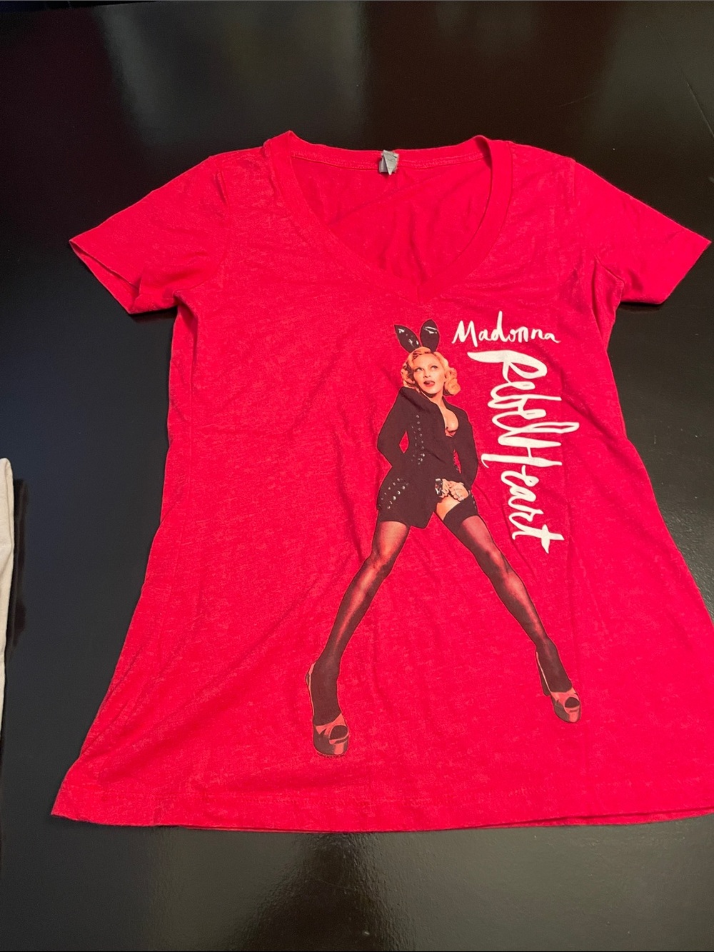 Madonna Red 'Rebel Heart' V-Neck Graphic Tee